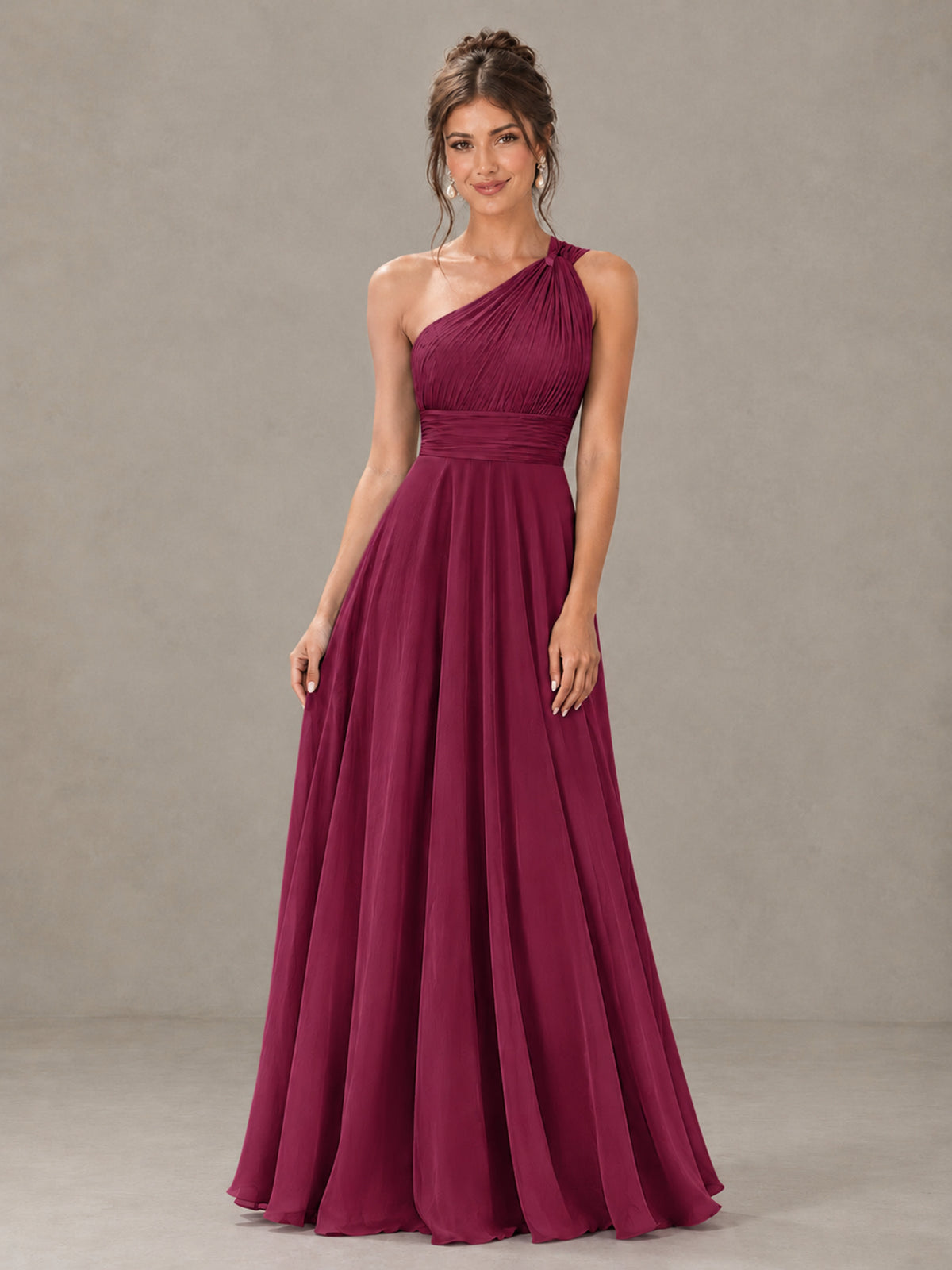 BOLODOO Desert Rose One-Shoulder Chiffon-Look Bridesmaid Dress - Desert Rose - Desert Rose (4)