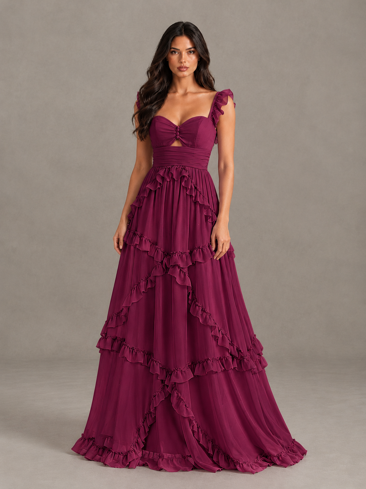 BOLODOO Desert Rose Ruffle A-Line Prom Dress with Open Back - Desert Rose - Desert Rose (4)