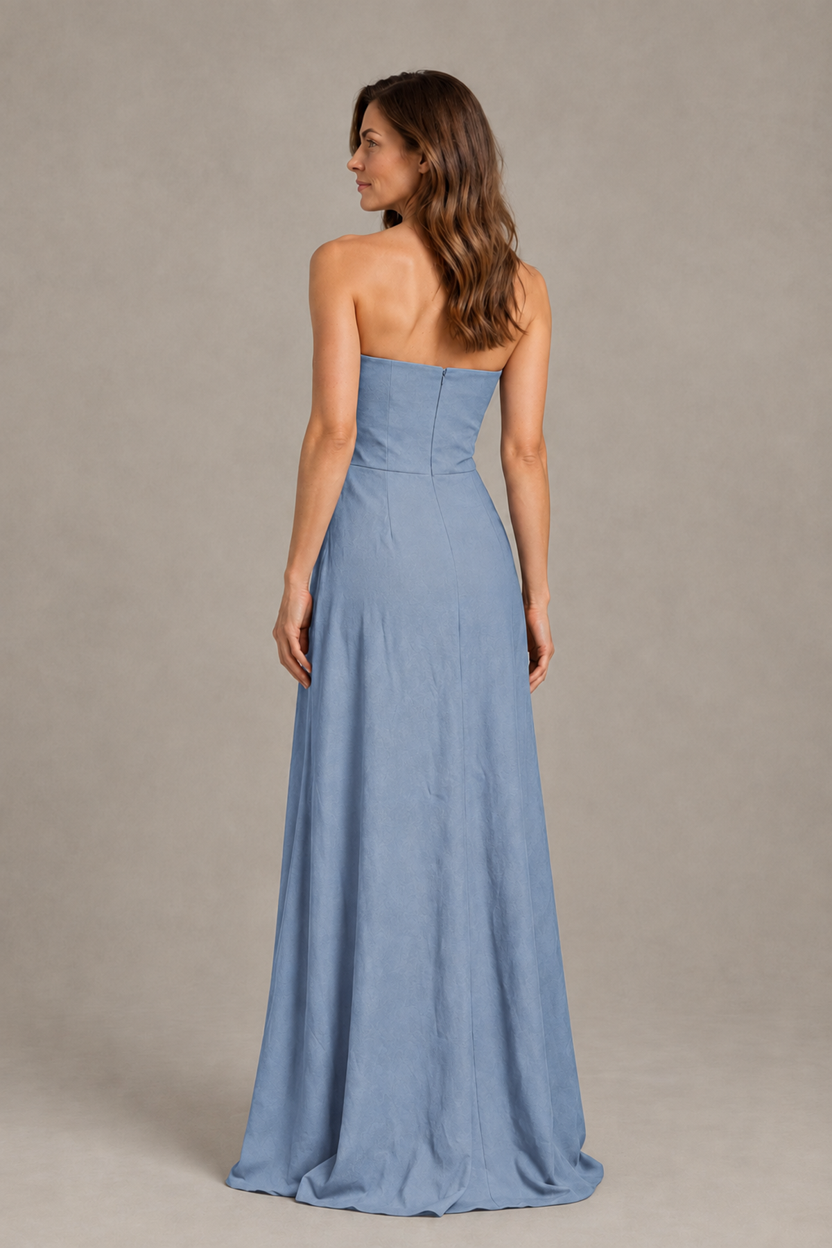 BOLODOO Dusty Blue Strapless Floral Mother of the Bride Gown - Dusty Blue - Dusty Blue_02