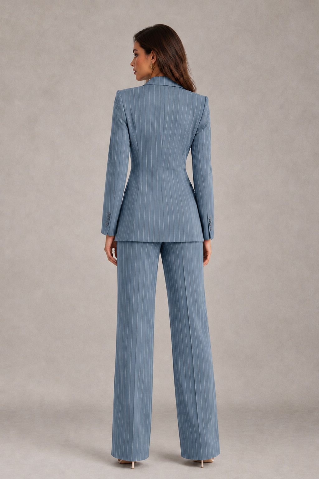 BOLODOO Women's Dusty Blue Pinstripe Three-Piece Pantsuit with Wide-Leg Trousers - Dusty Blue - Dusty Blue_02