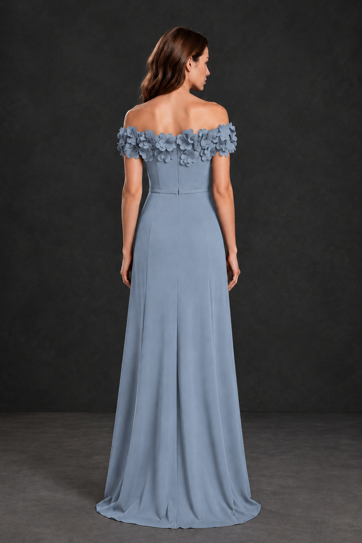 BOLODOO Dusty Blue Off-the-Shoulder Mother of the Bride Dress with Floral Appliques - Dusty Blue - Dusty Blue_02