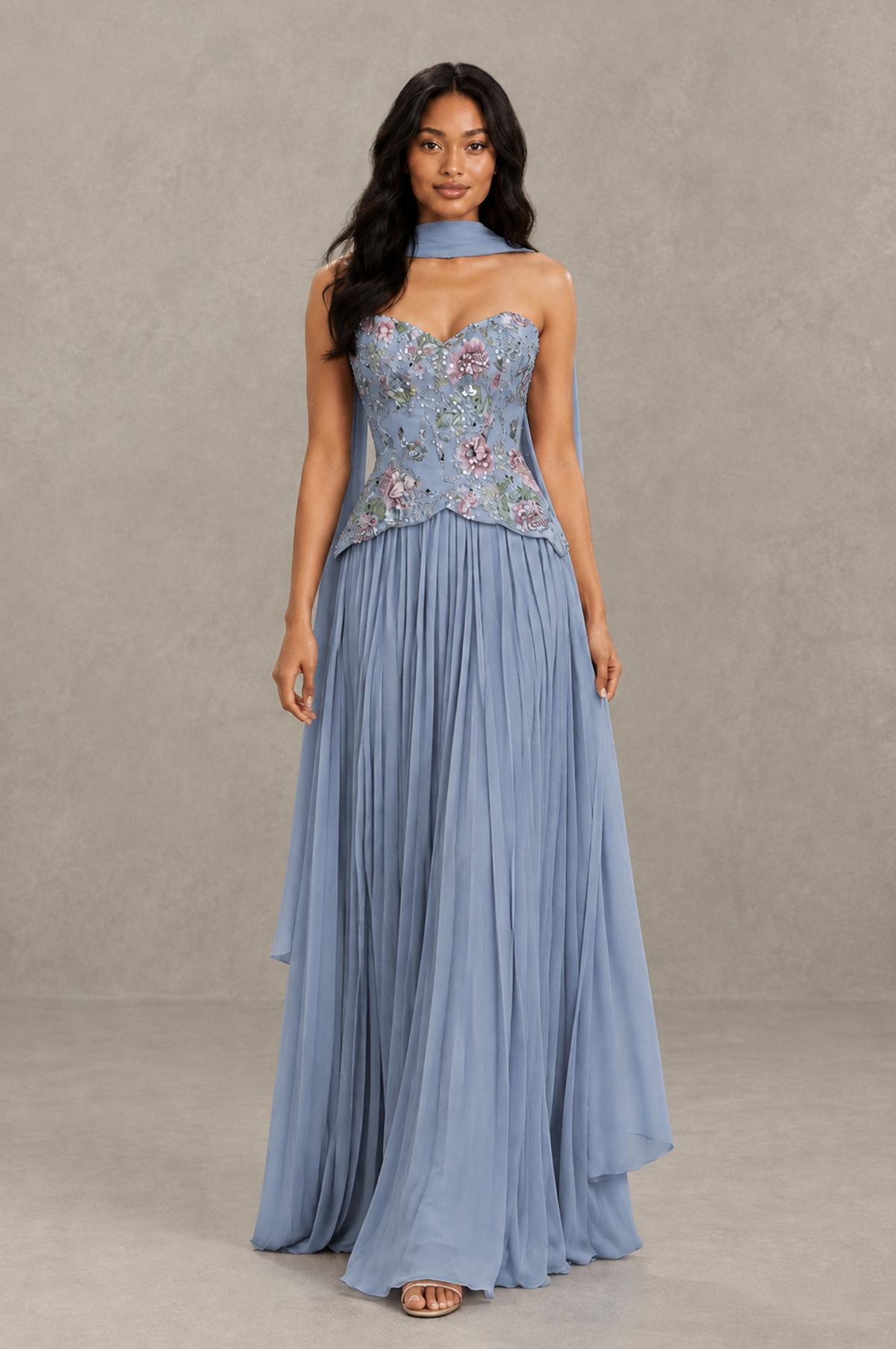 BOLODOO Dusty Blue Strapless Beaded Floral Corset Chiffon Maxi Gown – Open Back Prom & Formal Evening Dress - Dusty Blue - Dusty Blue_03
