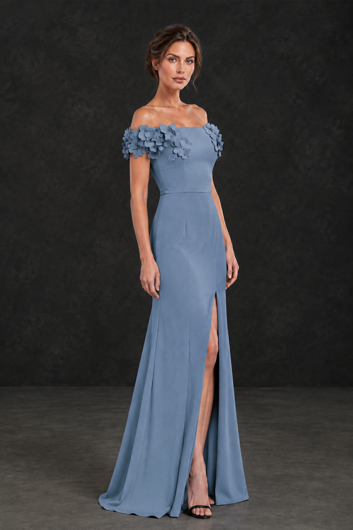 BOLODOO Dusty Blue Off-the-Shoulder Mother of the Bride Dress with Floral Appliques - Dusty Blue - Dusty Blue_03