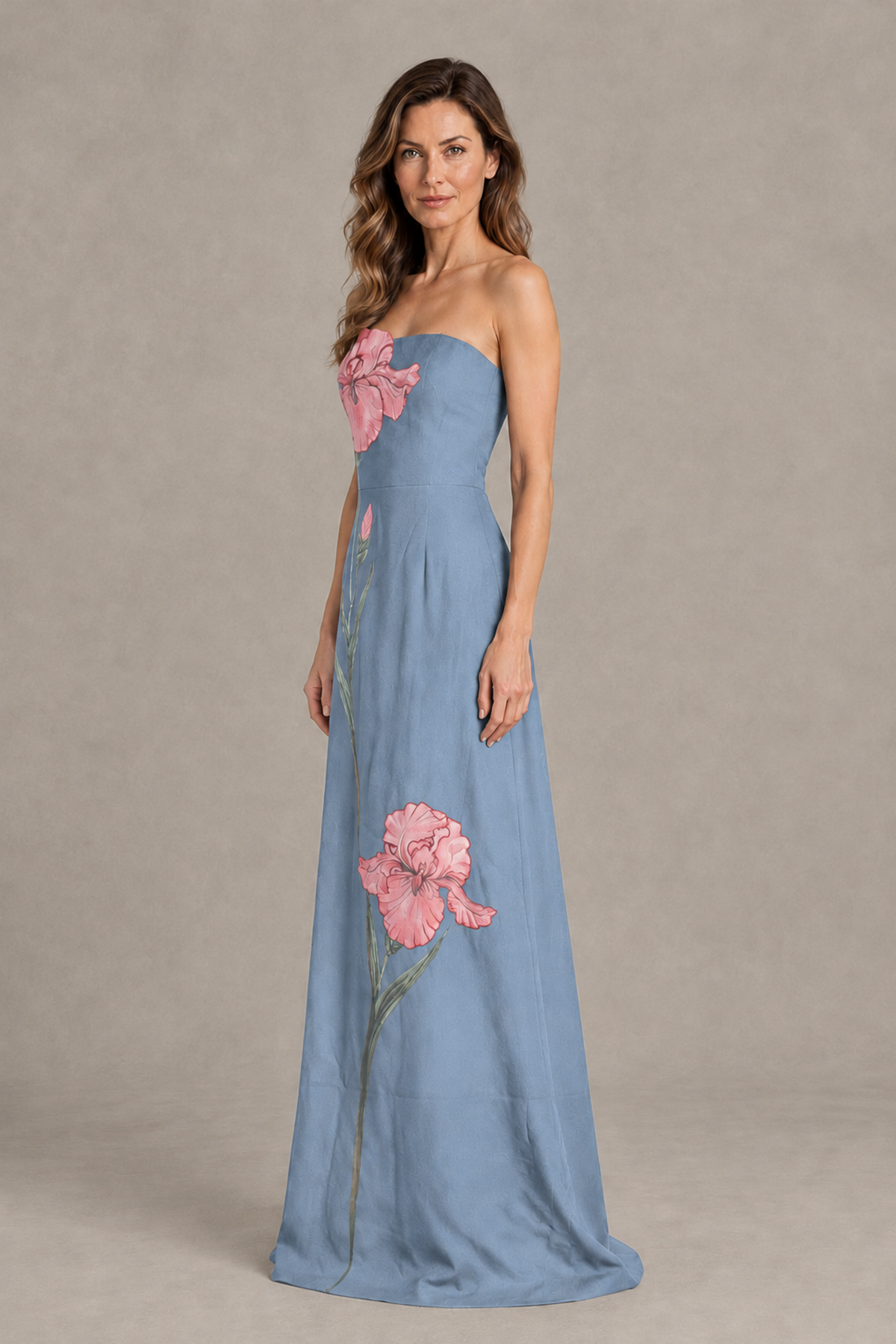 BOLODOO Dusty Blue Strapless Floral Mother of the Bride Gown - Dusty Blue - Dusty Blue_03
