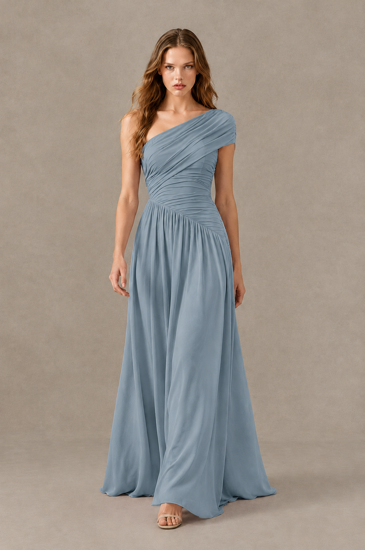 BOLODOO Dusty Blue One-Shoulder Ruched Floor-Length Bridesmaid Dress - Dusty Blue - Dusty Blue_03