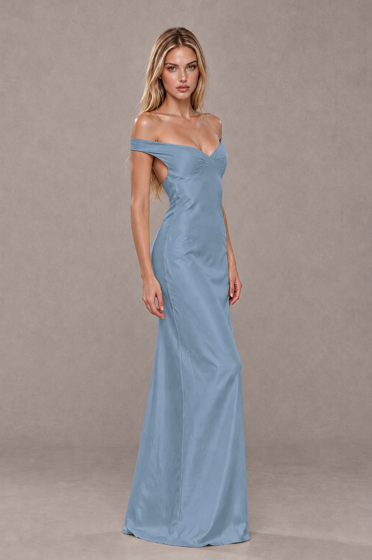 BOLODOO Dusty Blue Off-Shoulder Open-Back Satin Evening Gown - Dusty Blue - Dusty Blue_04