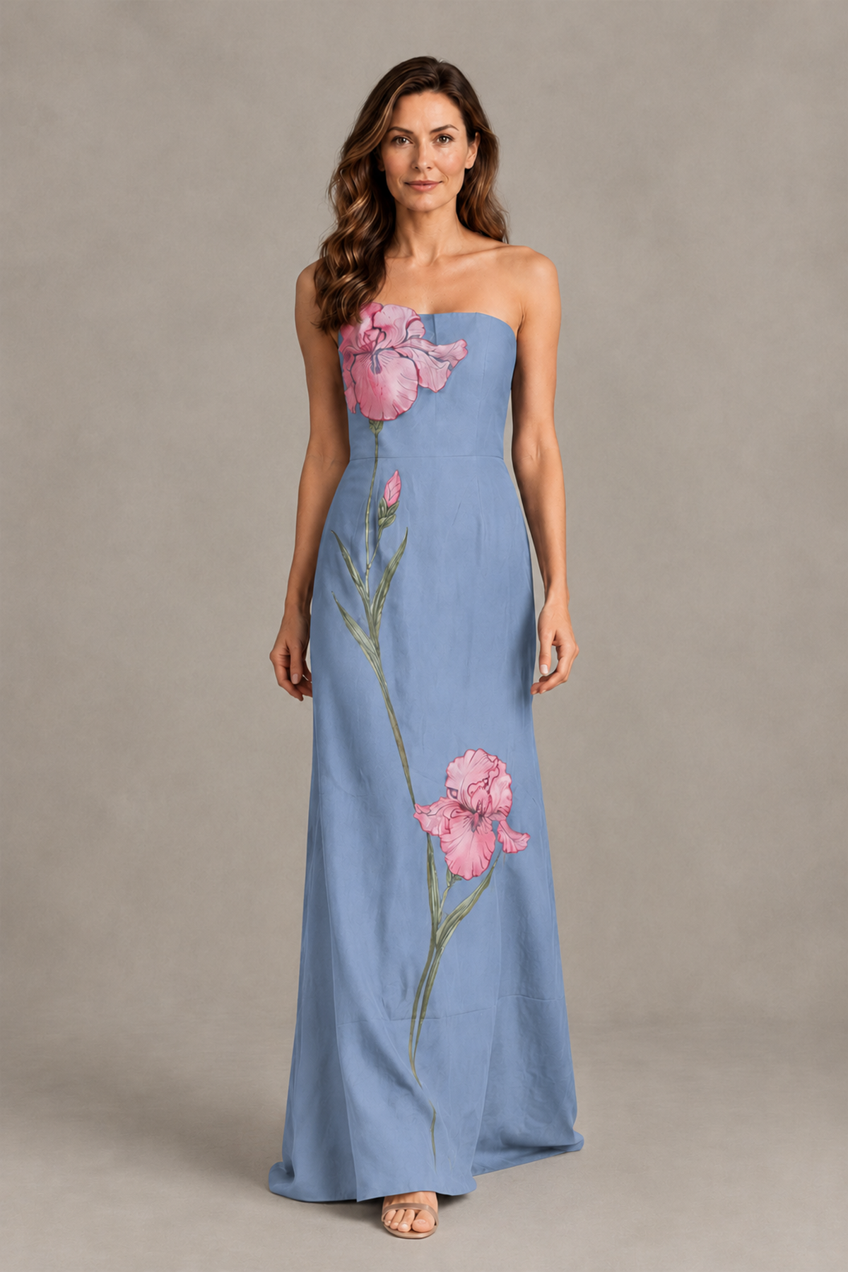 BOLODOO Dusty Blue Strapless Floral Mother of the Bride Gown - Dusty Blue - Dusty Blue_04