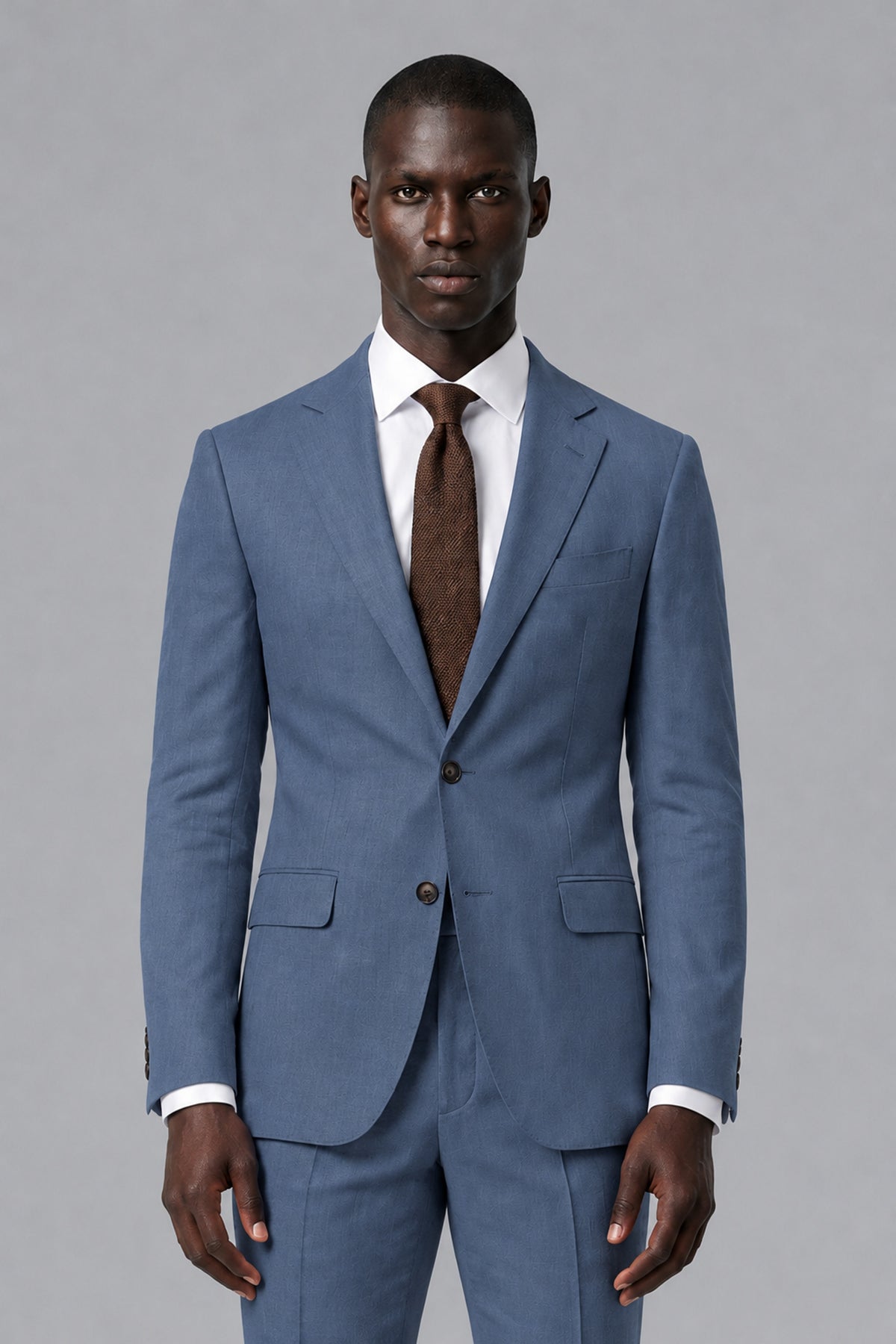 Men's Dusty Blue Two-Piece Notch Lapel Suit - Dusty Blue - Dusty Blue_1