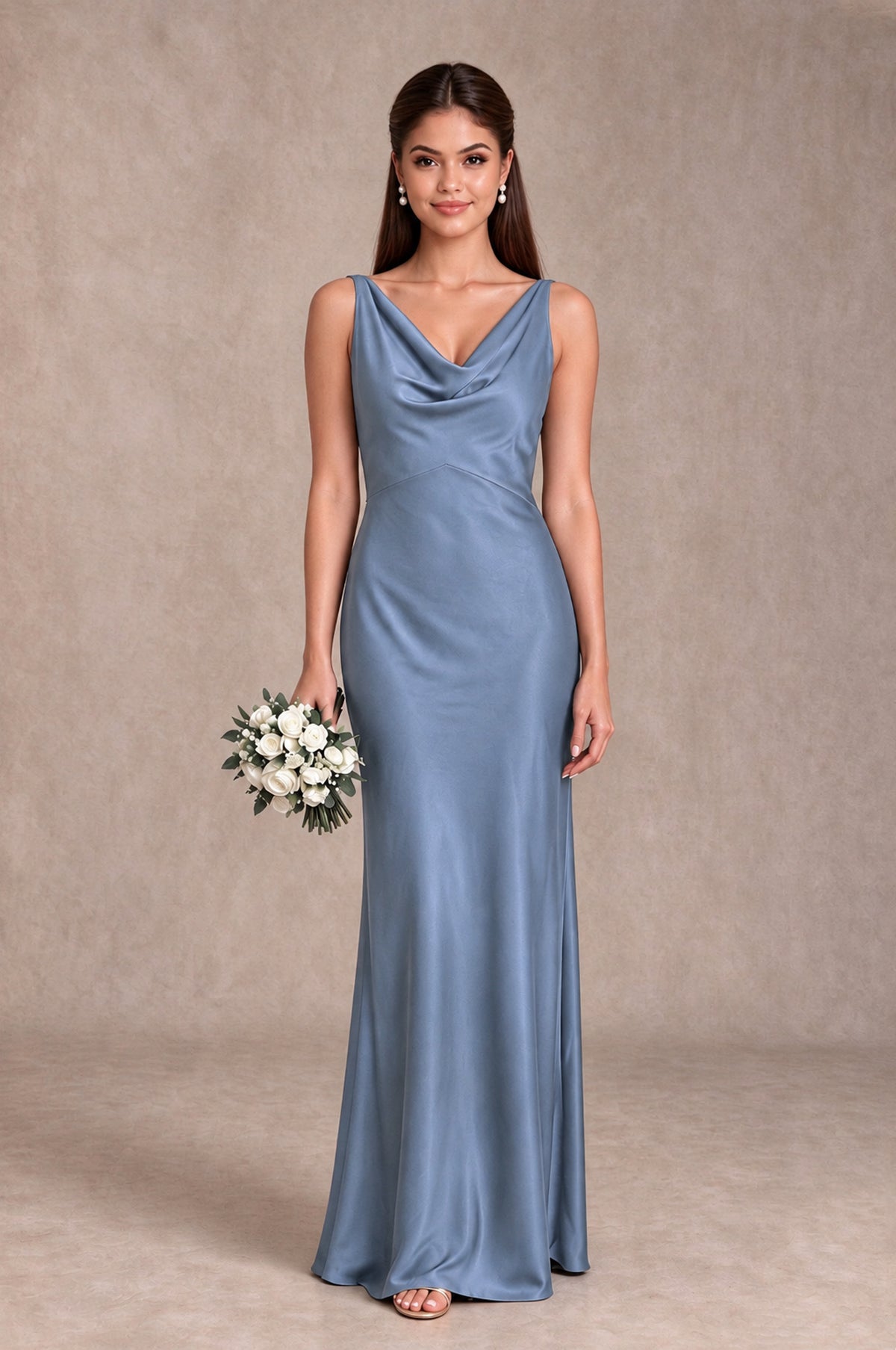 BOLODOO Dusty Blue Cowl Neck Open Back Satin Bridesmaid Dress - Dusty Blue - Dusty Blue_1