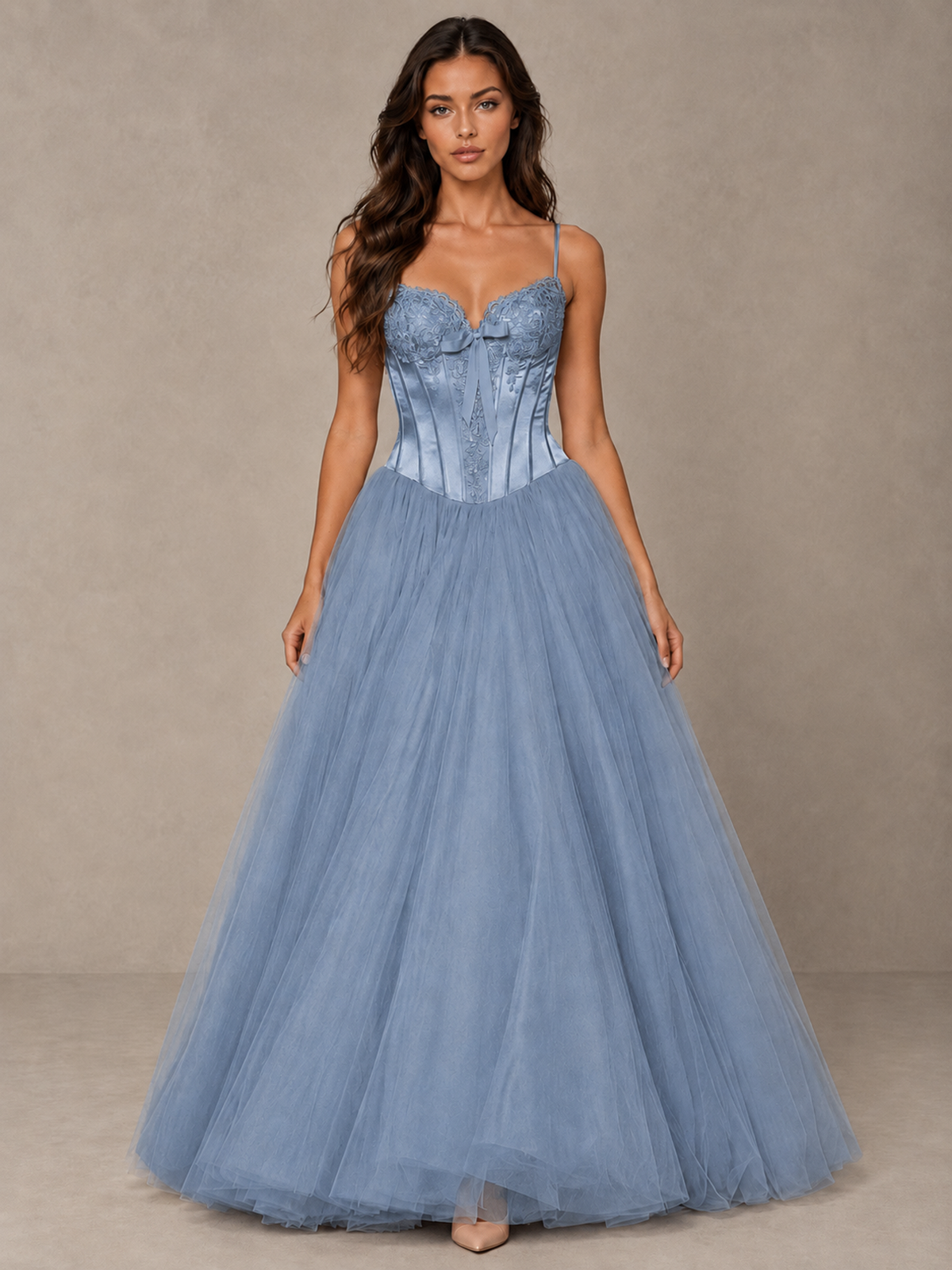 BOLODOO Dusty Blue Corset Tulle Prom Dress with Spaghetti Straps - Dusty Blue - Dusty_Blue_1