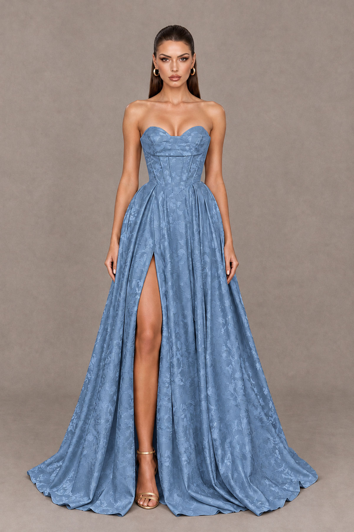 BOLODOO Dusty Blue Strapless Sweetheart Corset Prom Dress with High Slit – Lace-Up Back A-Line Evening Gown - Dusty Blue - Dusty Blue_1