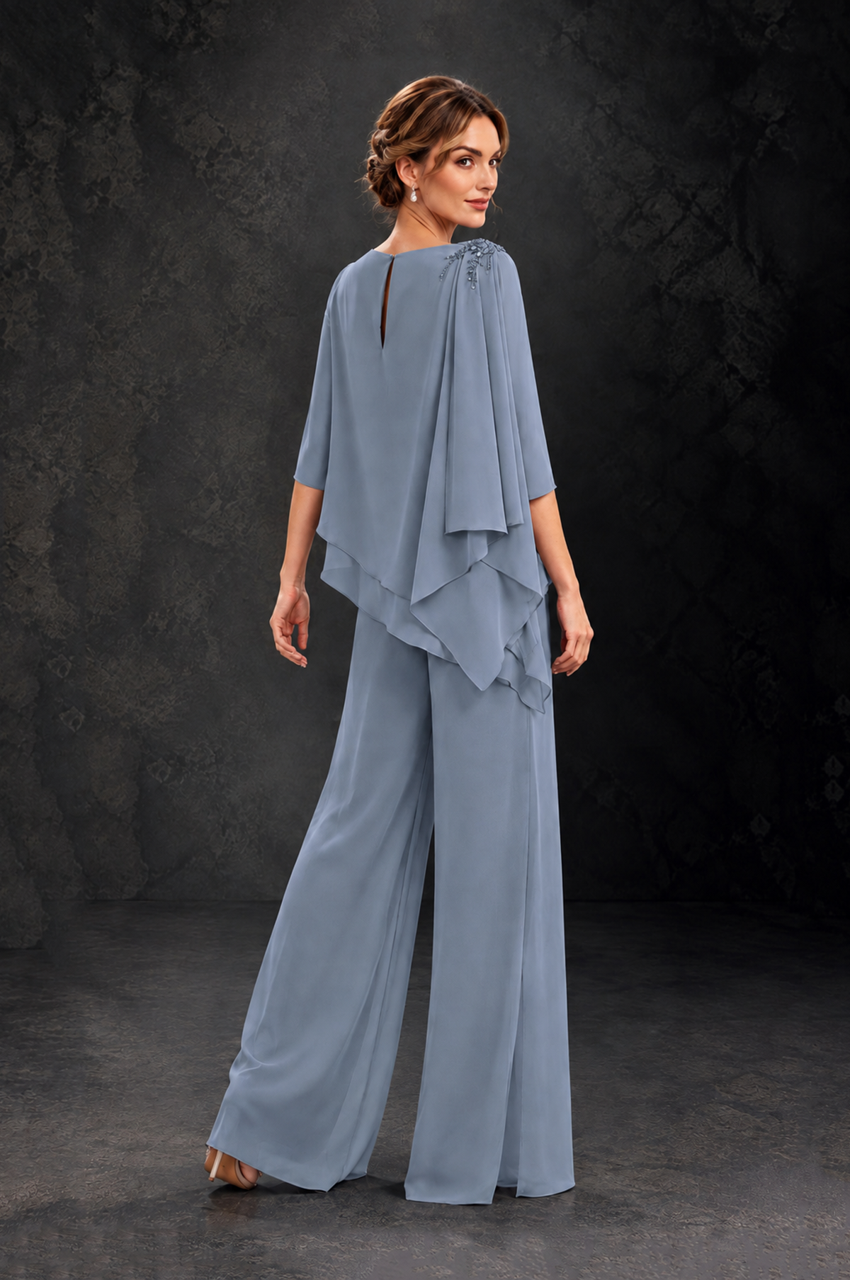 BOLODOO Dusty Blue Layered Wide-Leg Mother of the Bride Pant Suit - Dusty Blue - Dusty Blue_2