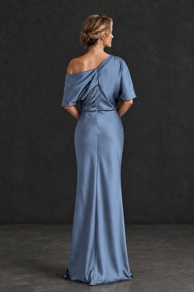 BOLODOO Dusty Blue Satin Asymmetric Mother of the Bride Dress - Dusty Blue - Dusty Blue_2