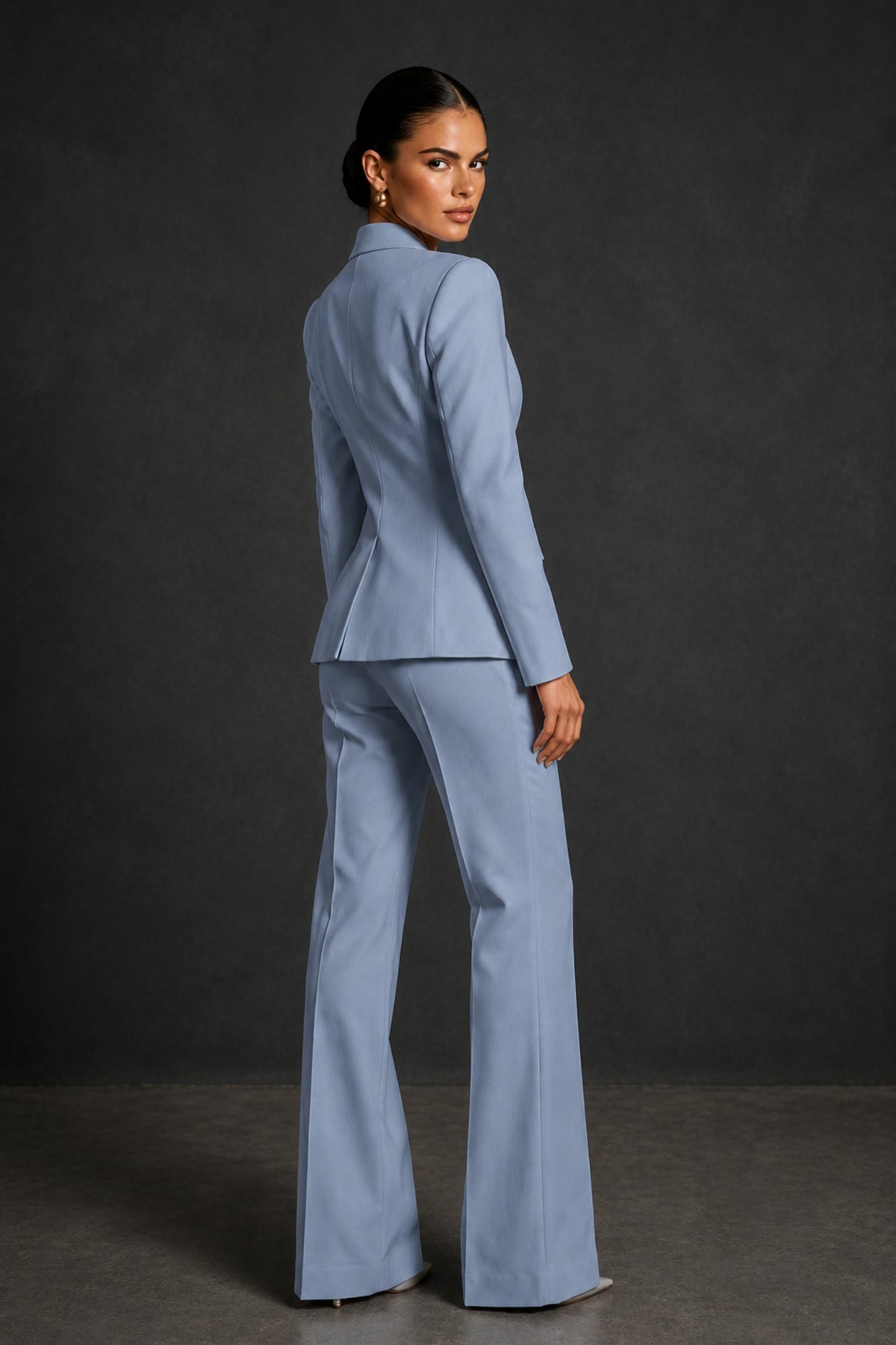 BOLODOO Dusty Blue Two-Piece Blazer and Pants Suit Set - Dusty Blue