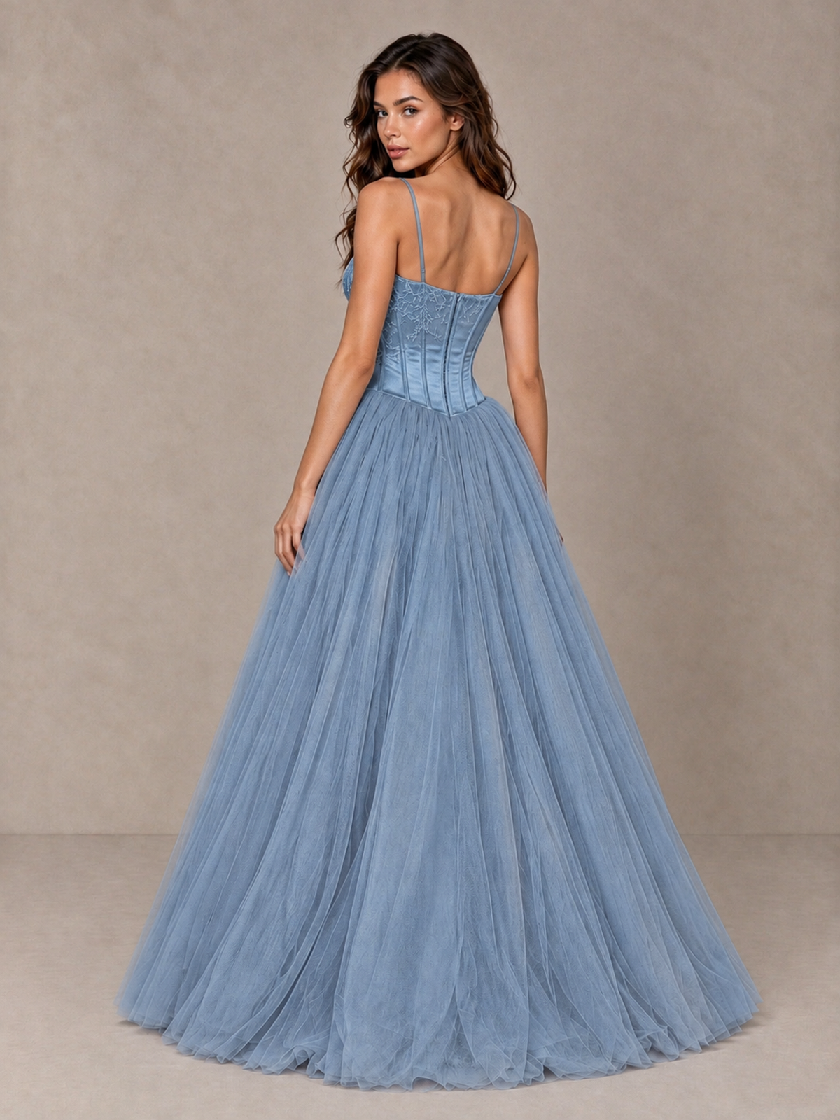 BOLODOO Dusty Blue Corset Tulle Prom Dress with Spaghetti Straps - Dusty Blue - Dusty_Blue_2