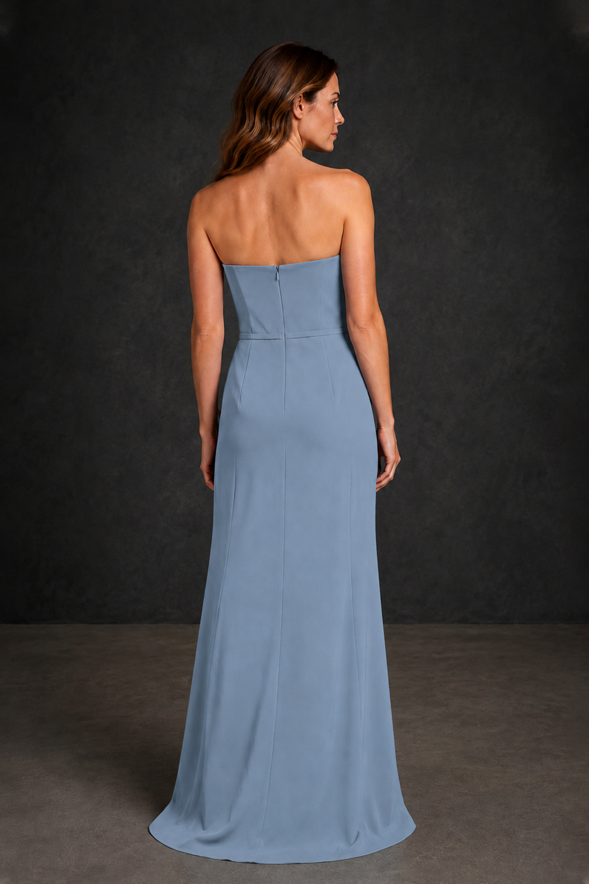 BOLODOO Dusty Blue Strapless Mother of the Bride Dress with Ruffle Detail - Dusty Blue - Dusty_Blue_2