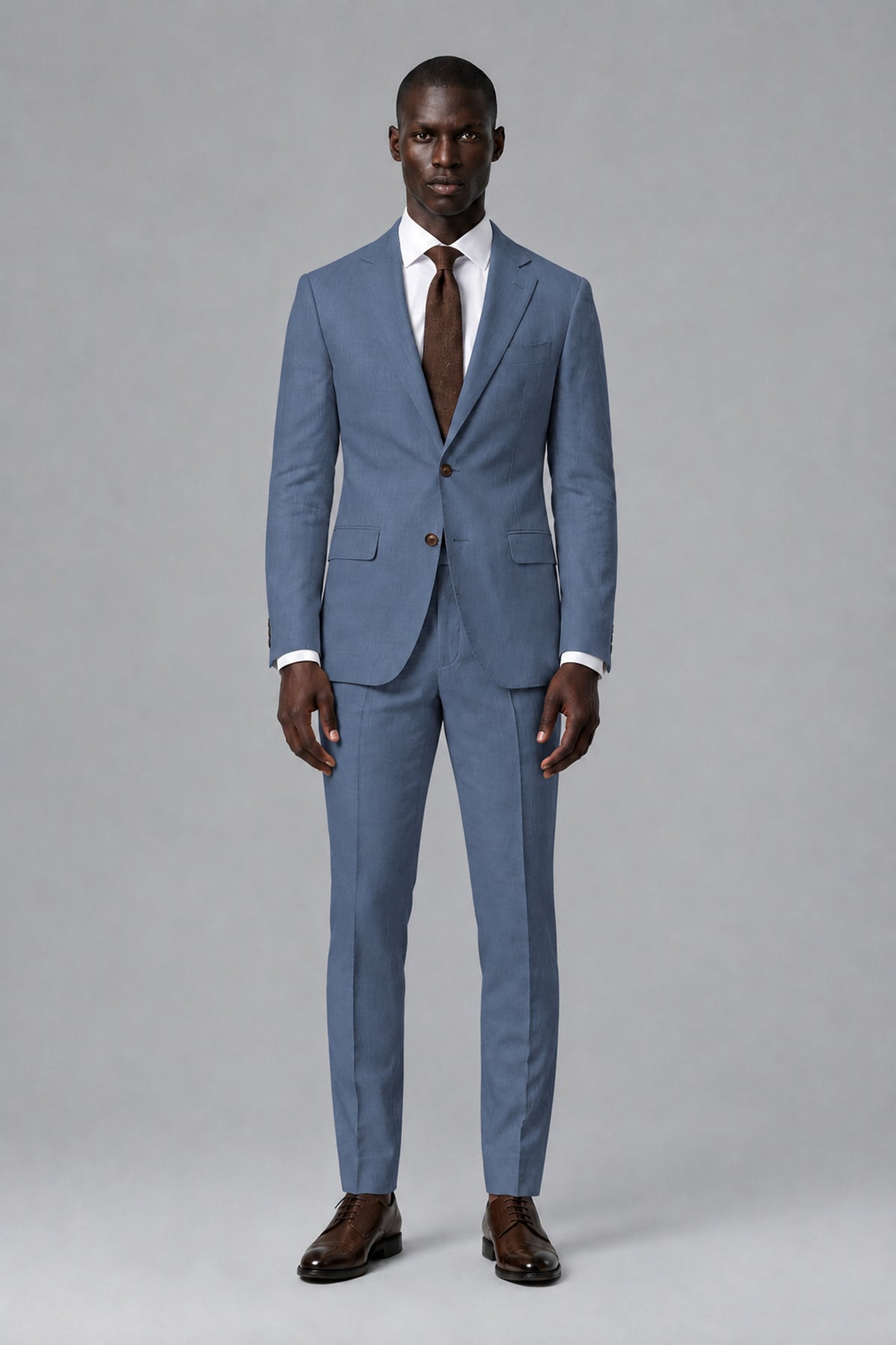 Men's Dusty Blue Two-Piece Notch Lapel Suit - Dusty Blue - Dusty Blue_2