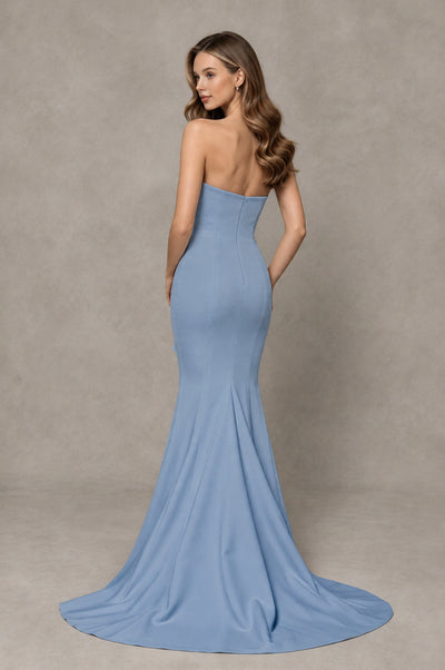 BOLODOO Dusty Blue Strapless Mermaid Evening Dress with Ruffle Slit and Train - Dusty Blue - Dusty Blue_2