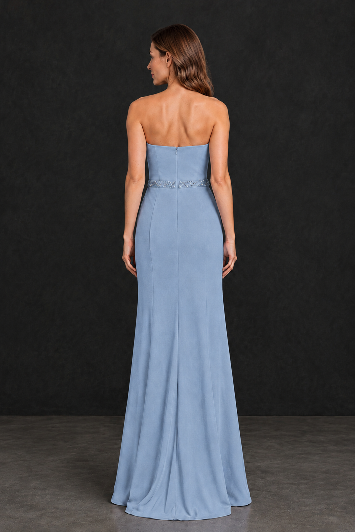 BOLODOO Dusty Blue Strapless Mother of the Bride Dress with 3D Floral Appliques - Dusty Blue - Dusty_Blue_2