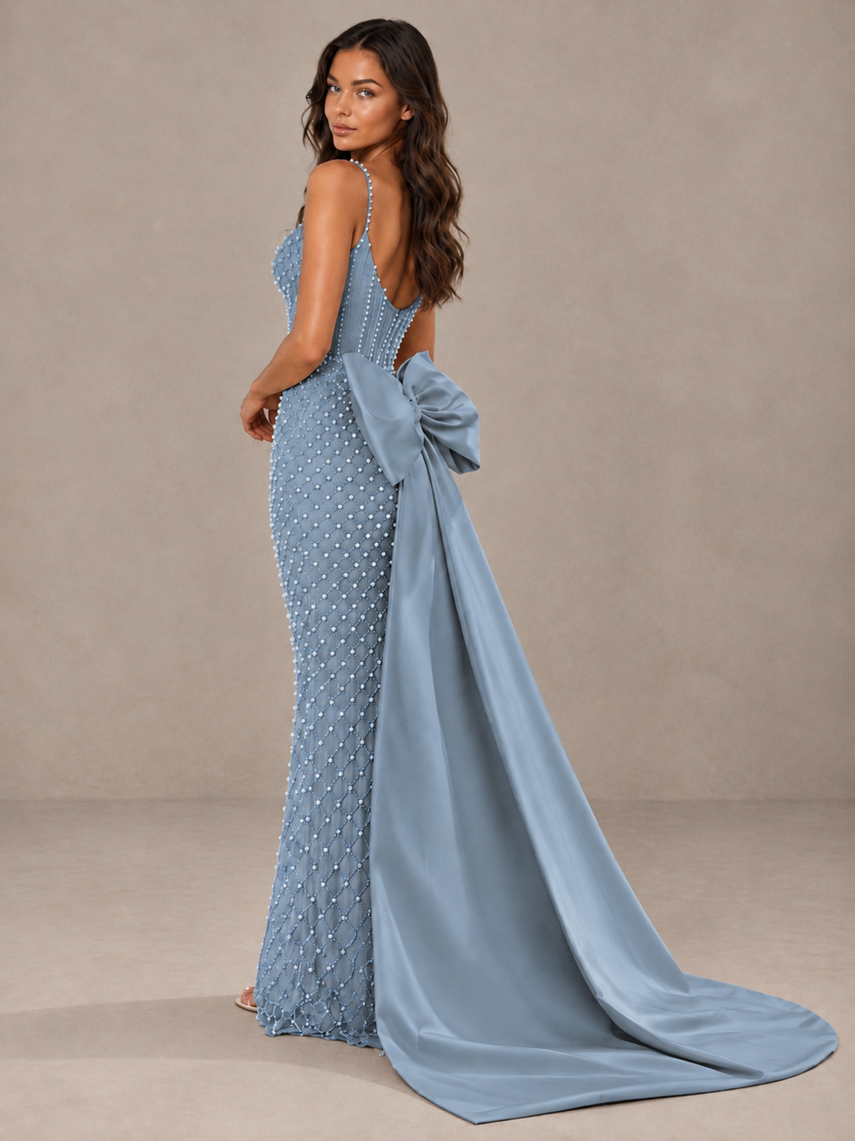 BOLODOO Dusty Blue Beaded Corset Prom Dress with Bow Train - Dusty Blue - Dusty_Blue_2