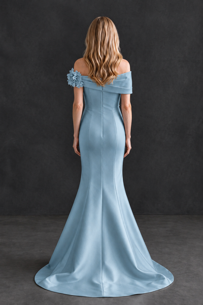 BOLODOO Dusty Blue Off-Shoulder Floral Mermaid Mother of the Bride Dress - Dusty Blue - Dusty Blue_2