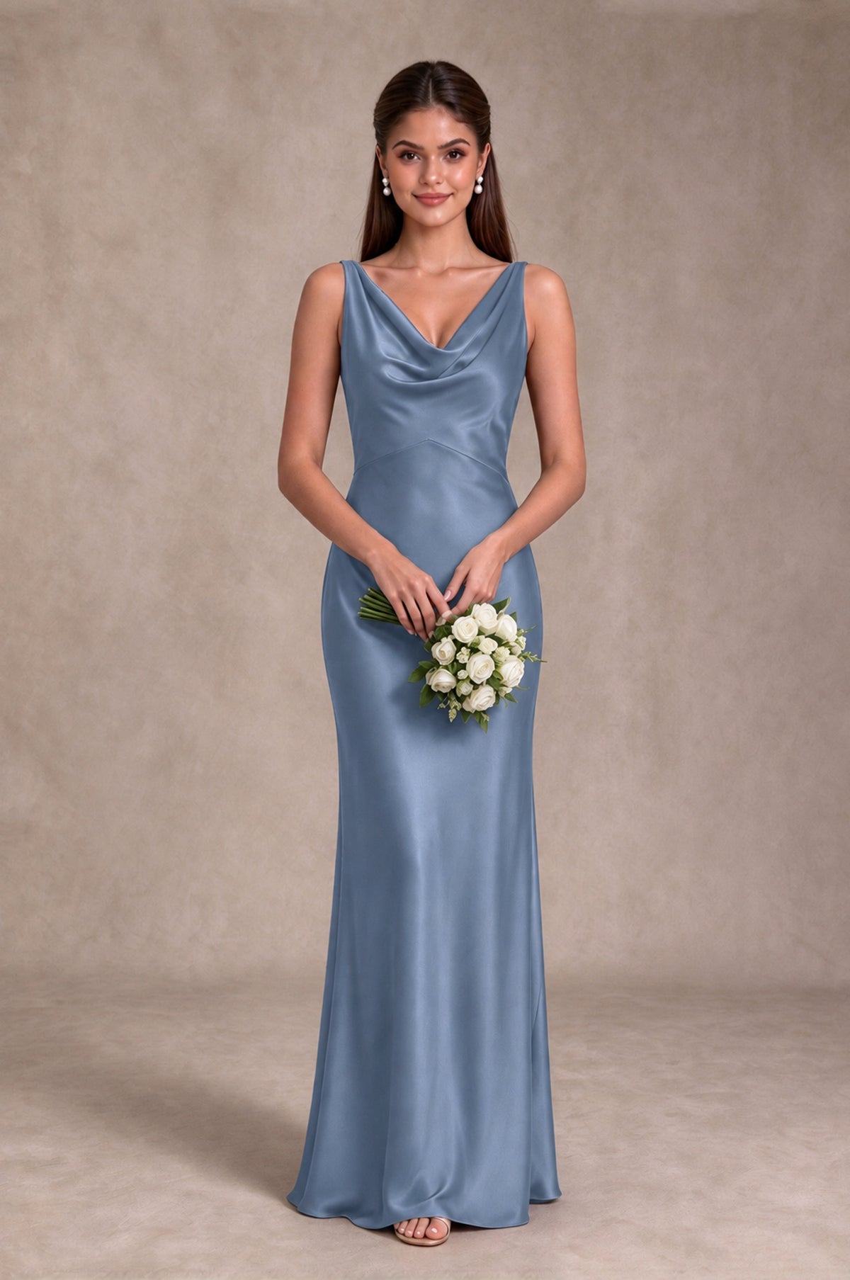 BOLODOO Dusty Blue Cowl Neck Open Back Satin Bridesmaid Dress - Dusty Blue - Dusty Blue_3