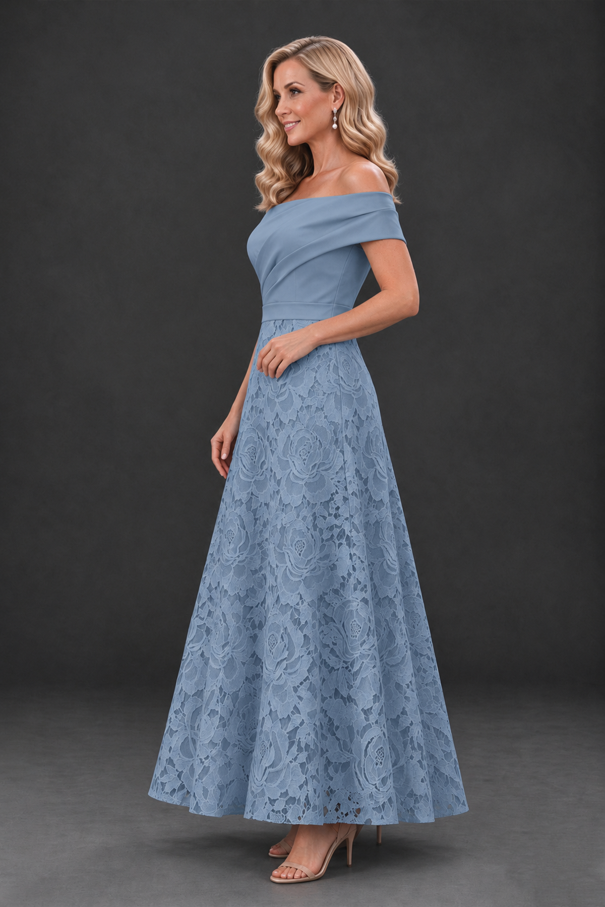 BOLODOO Dusty Blue Off-the-Shoulder Floral A-Line Mother of the Bride Dress - Dusty Blue - Dusty Blue_3