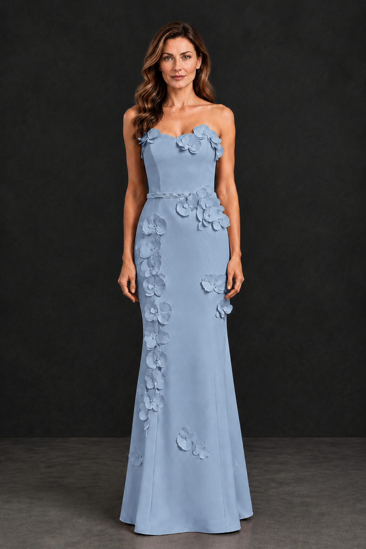 BOLODOO Dusty Blue Strapless Mother of the Bride Dress with 3D Floral Appliques - Dusty Blue - Dusty_Blue_4