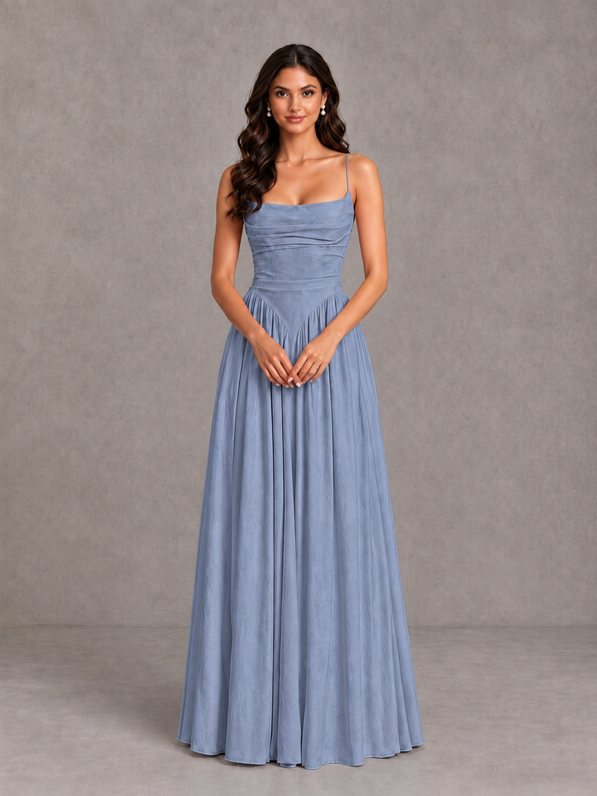 BOLODOO Dusty Blue Lace-Up Back A-Line Bridesmaid Dress - Dusty Blue - Dusty Blue_4