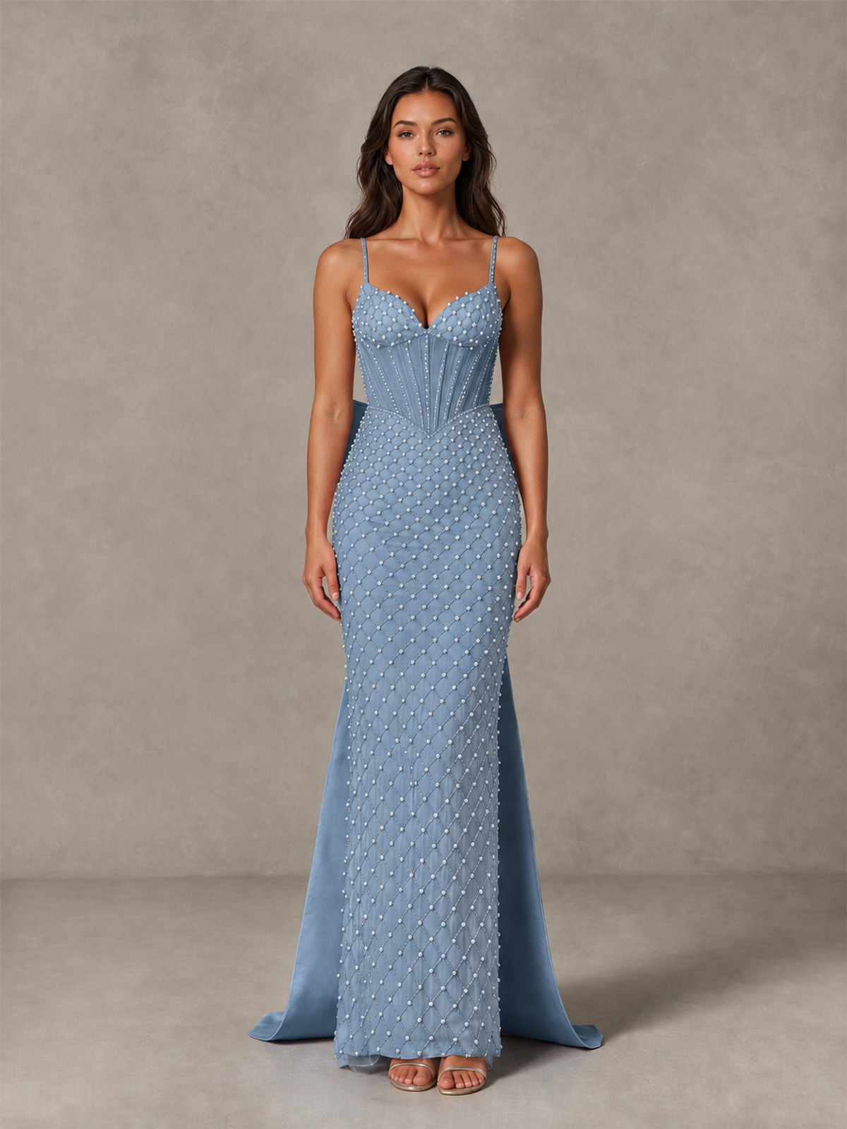 BOLODOO Dusty Blue Beaded Corset Prom Dress with Bow Train - Dusty Blue - Dusty_Blue_4