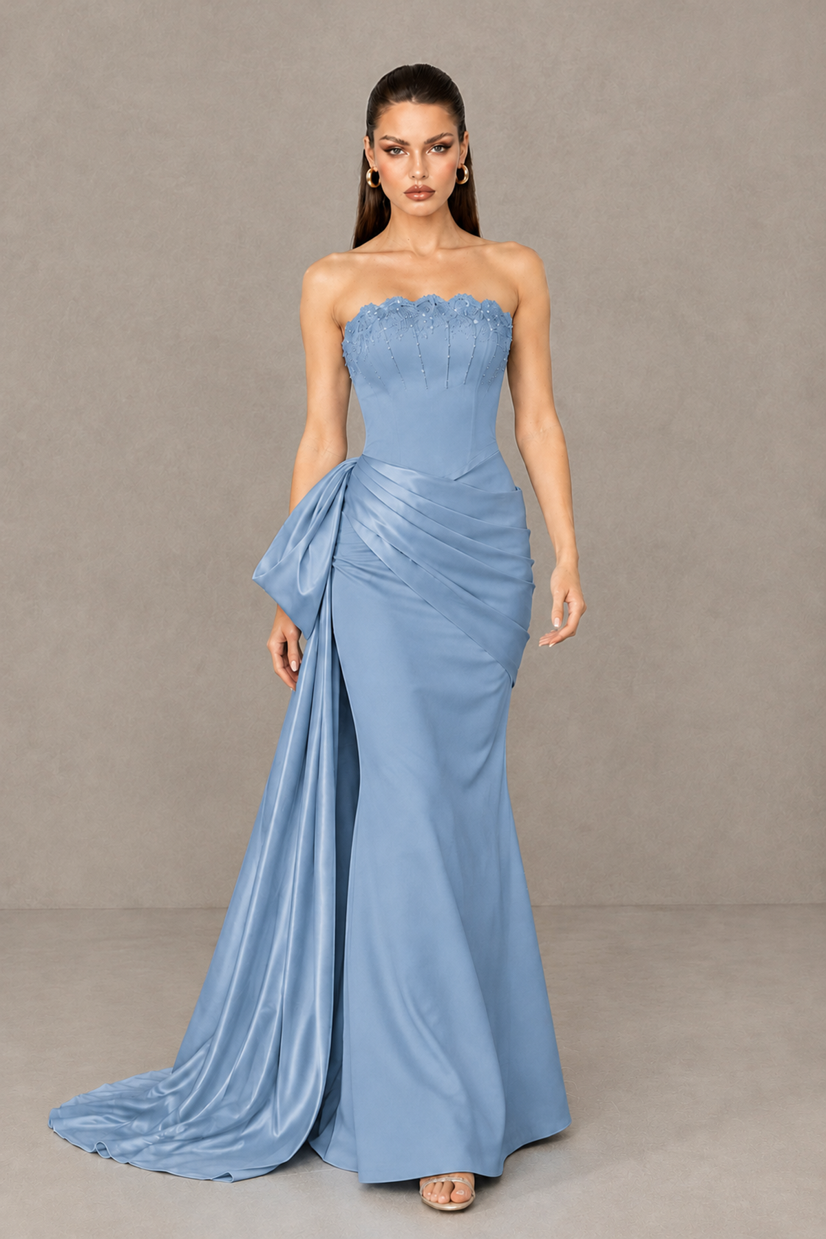 BOLODOO Dusty Blue Strapless Satin Prom Dress with Draped Side Train - Dusty Blue - Dusty_Blue_4
