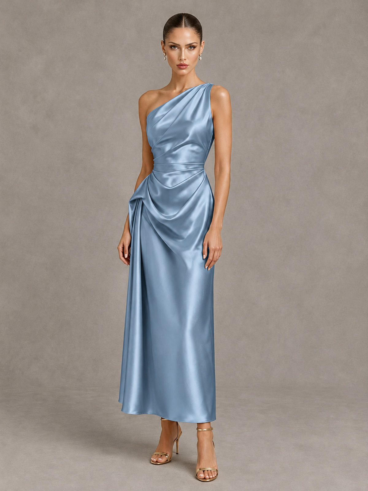 BOLODOO Dusty Blue One Shoulder Satin Cocktail Dress with Draped A-Line Skirt - Dusty Blue - Dusty Blue_4