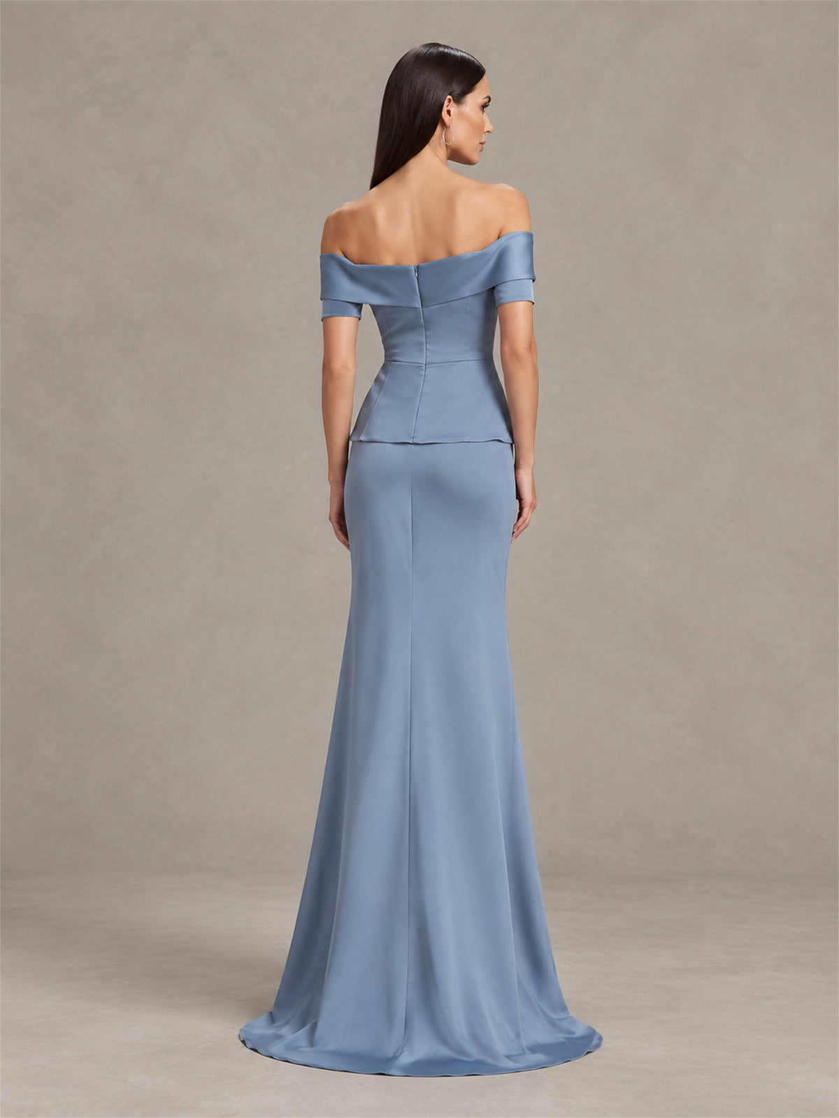 BOLODOO Dusty Blue Off-Shoulder Mermaid Mother of the Bride Dress - Dusty Blue
