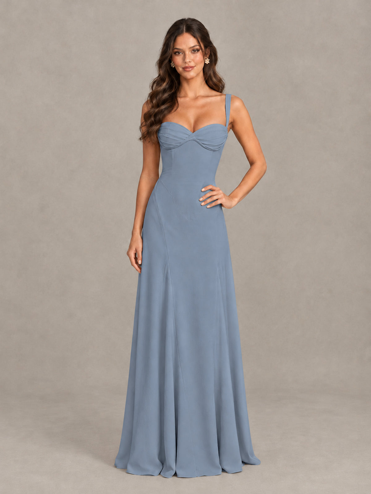 BOLODOO Dusty Blue Sweetheart Lace-Up Back Bridesmaid Dress - Dusty Blue - Dusty Blue (4)