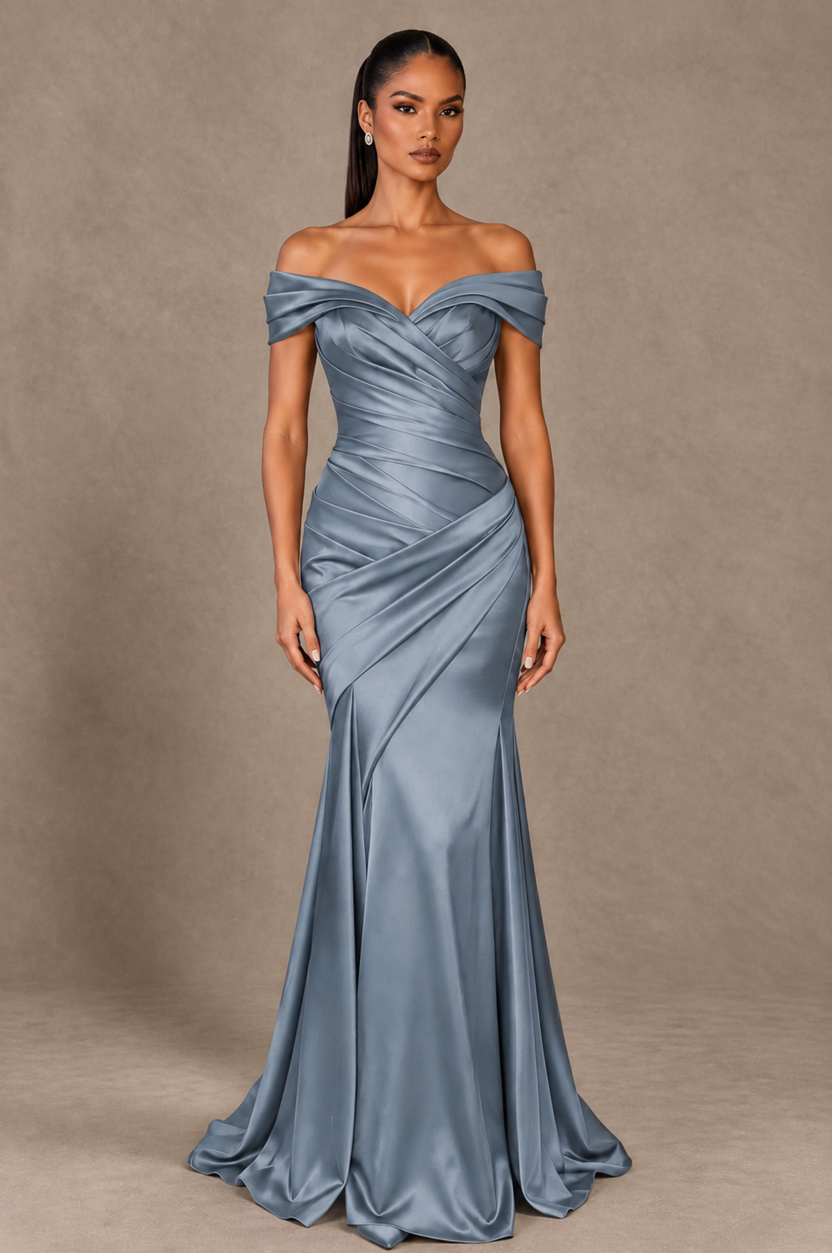 BOLODOO Dusty Blue 1 Off-the-Shoulder Ruched Satin Mermaid Evening Dress - Dusty Blue 1 - Dusty_Blue_1 (1)