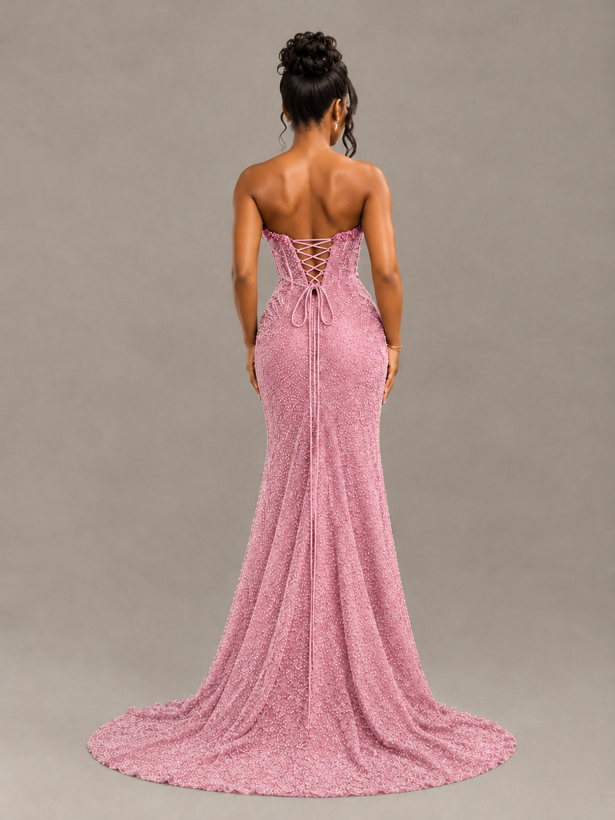 BOLODOO Dusty Pink Gold Corset Prom Dress with High Slit - Dusty Pink - Dusty Pink_2