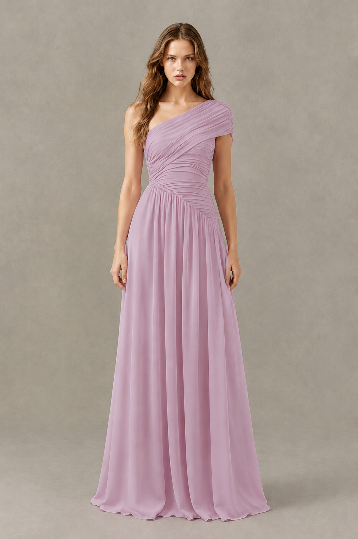 BOLODOO Dusty Purple One-Shoulder Ruched Floor-Length Bridesmaid Dress - Dusty Purple - Dusty Purple_01