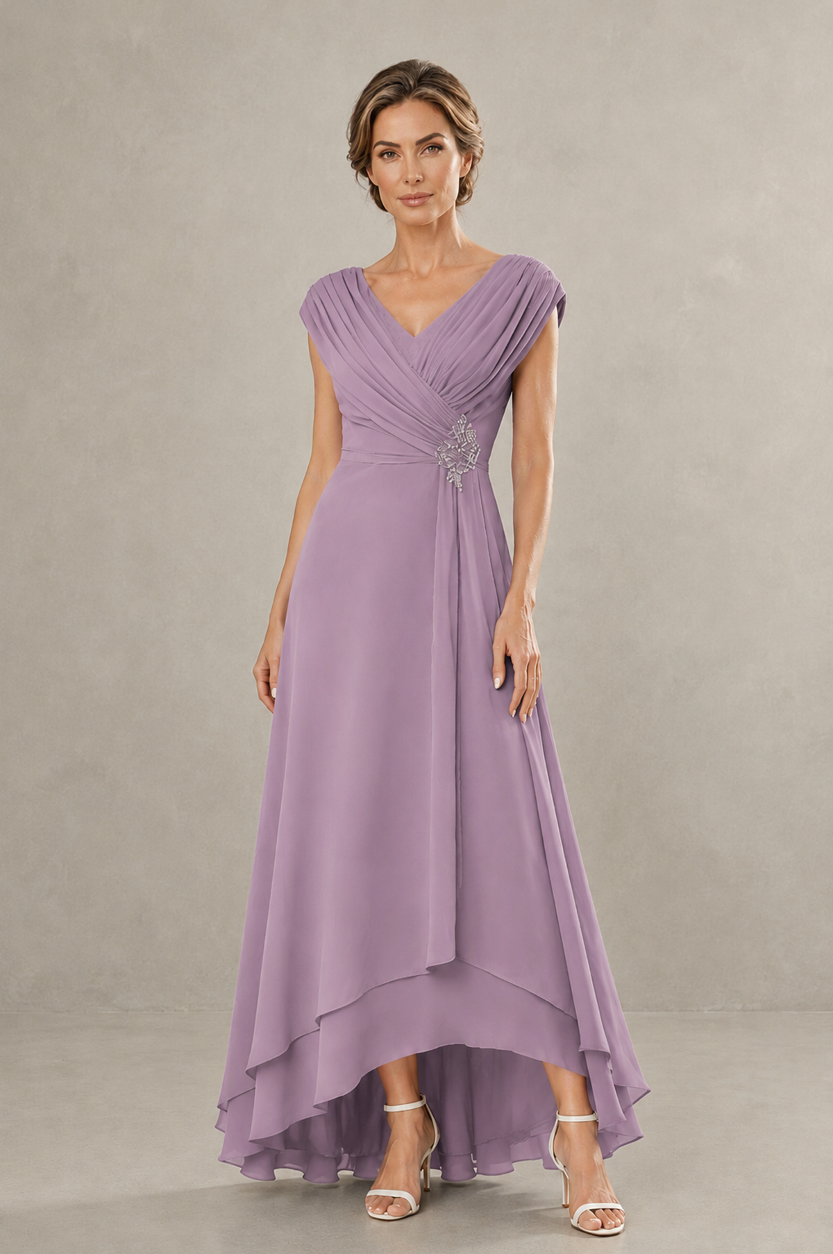 BOLODOO Dusty Purple V-Neck High-Low Mother of the Bride Dress - Dusty Purple - Dusty Purple_01