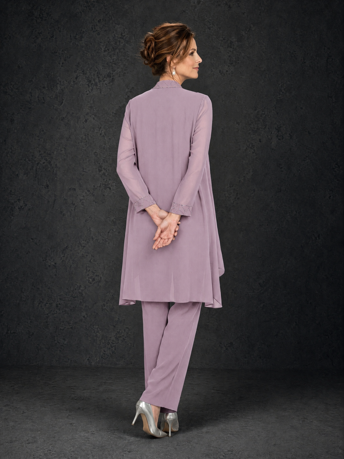 BOLODOO Dusty Purple 3-Piece Beaded Chiffon Duster Jacket Pant Suit - Dusty Purple - Dusty Purple_02