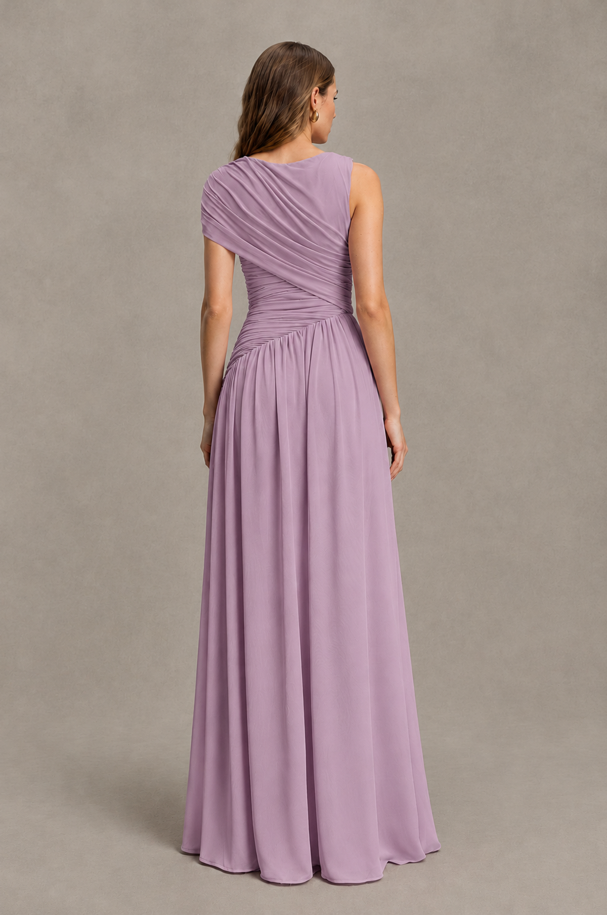 BOLODOO Dusty Purple One-Shoulder Ruched Floor-Length Bridesmaid Dress - Dusty Purple - Dusty Purple_02