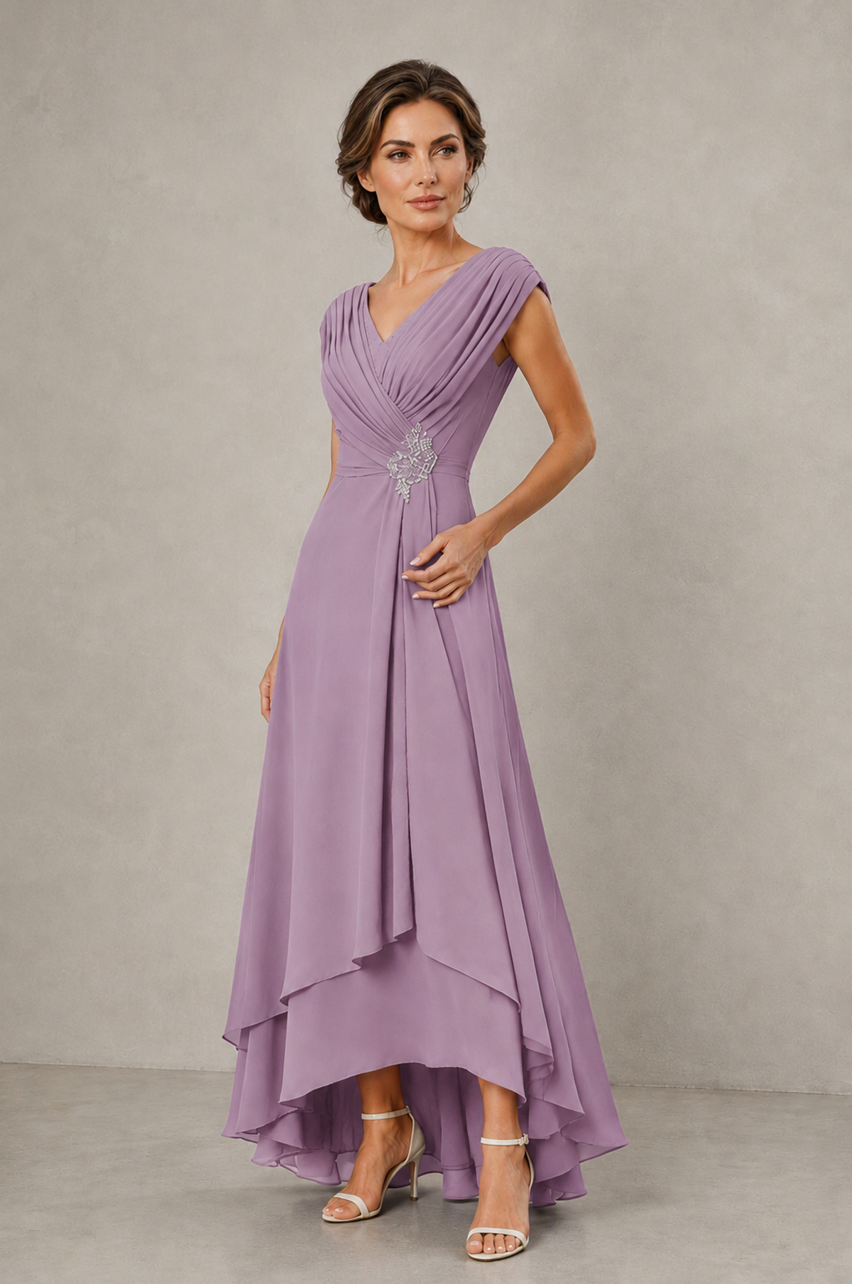 BOLODOO Dusty Purple V-Neck High-Low Mother of the Bride Dress - Dusty Purple - Dusty Purple_03