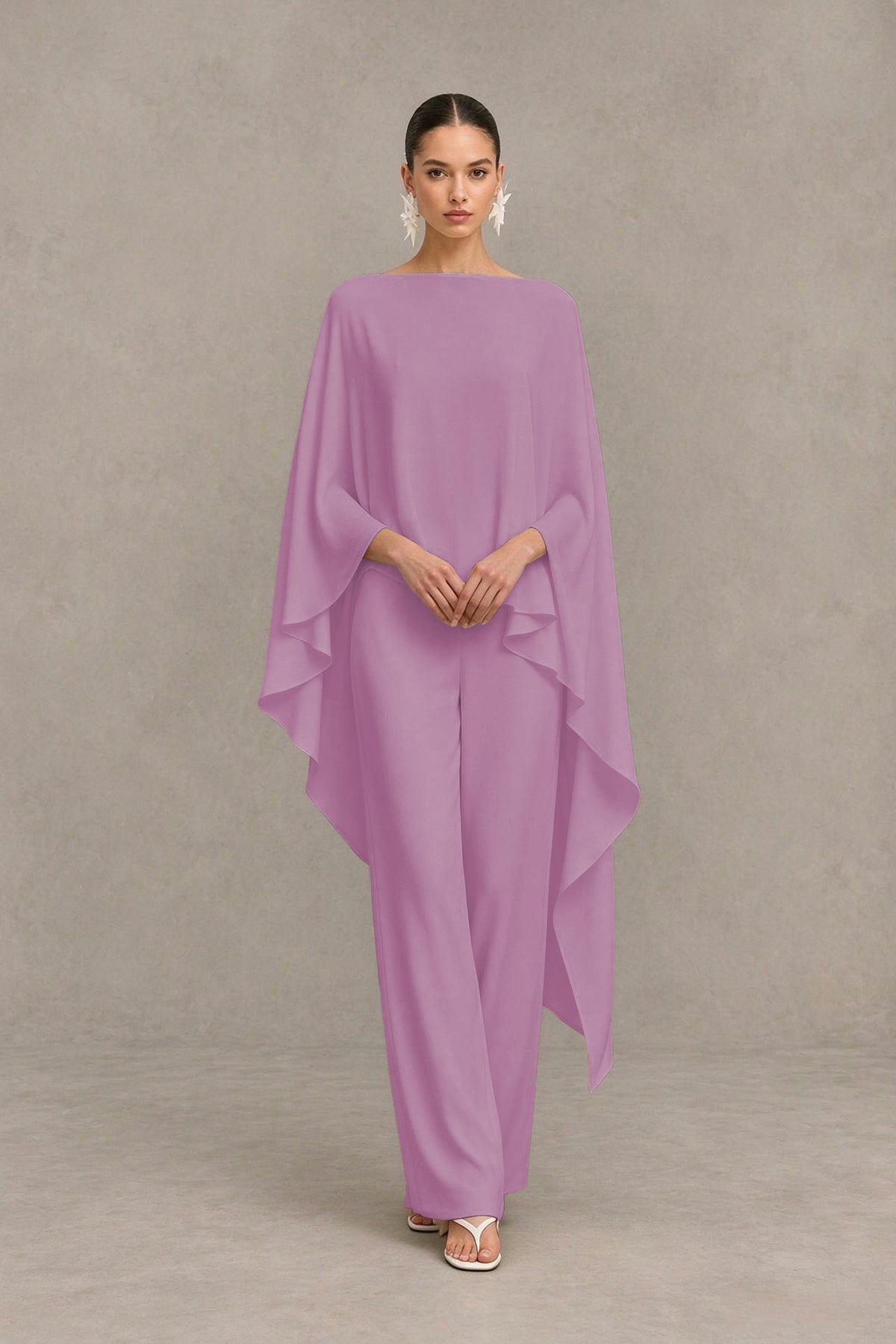 BOLODOO Dusty Purple Cape Sleeve Wide-Leg Formal Pantsuit - Dusty Purple - Dusty Purple_04