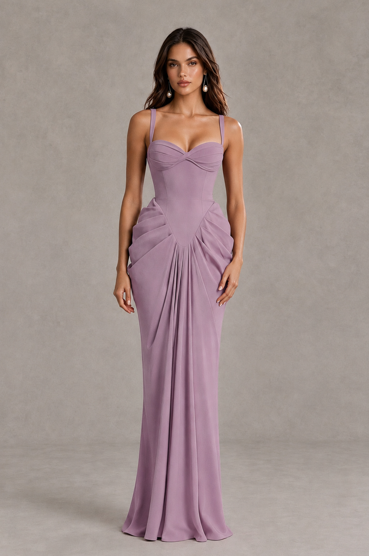 BOLODOO Dusty Purple Sweetheart Ruched Lace-Up Back Evening Gown - Dusty Purple - Dusty_Purple_1