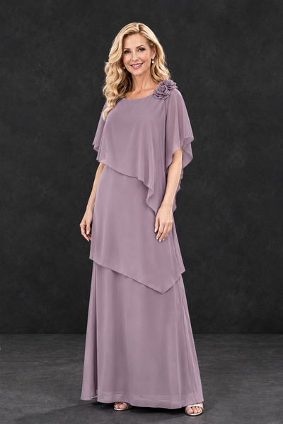 BOLODOO Dusty Purple Tiered Flutter Sleeve Mother of the Bride Maxi Dress - Dusty Purple - Dusty Purple_1