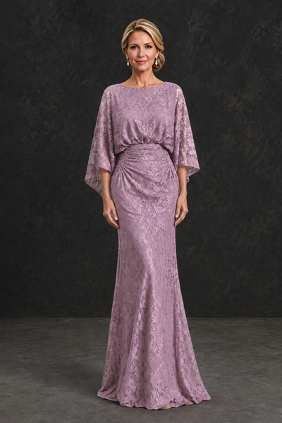 BOLODOO Dusty Purple Lace Flutter Sleeve Mother of the Bride Dress - Dusty Purple - Dusty Purple_1