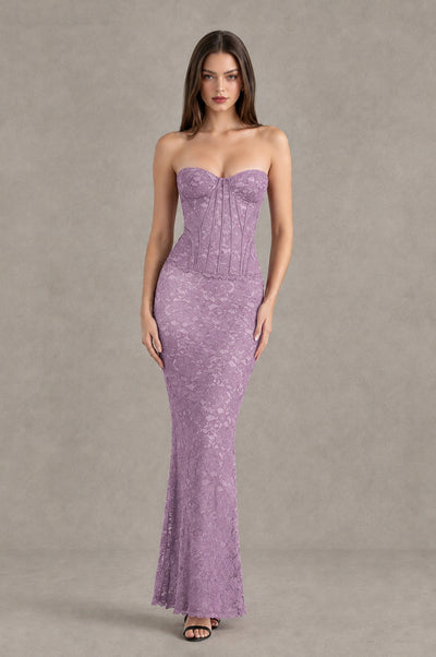 BOLODOO Dusty Purple Strapless Lace Corset Wedding Guest Dress - Dusty Purple - Dusty Purple_1