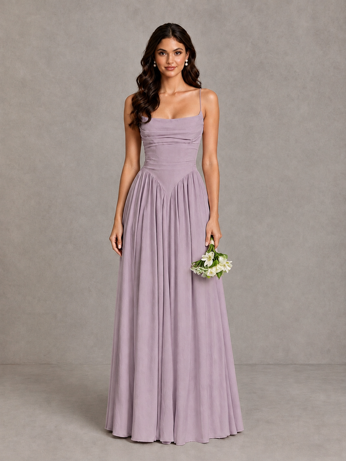 BOLODOO Dusty Purple Lace-Up Back A-Line Bridesmaid Dress - Dusty Purple - Dusty Purple_1