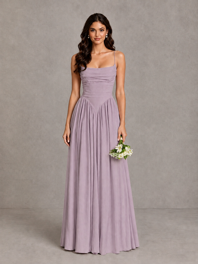 BOLODOO Dusty Purple Lace-Up Back A-Line Bridesmaid Dress - Dusty Purple - Dusty Purple_1