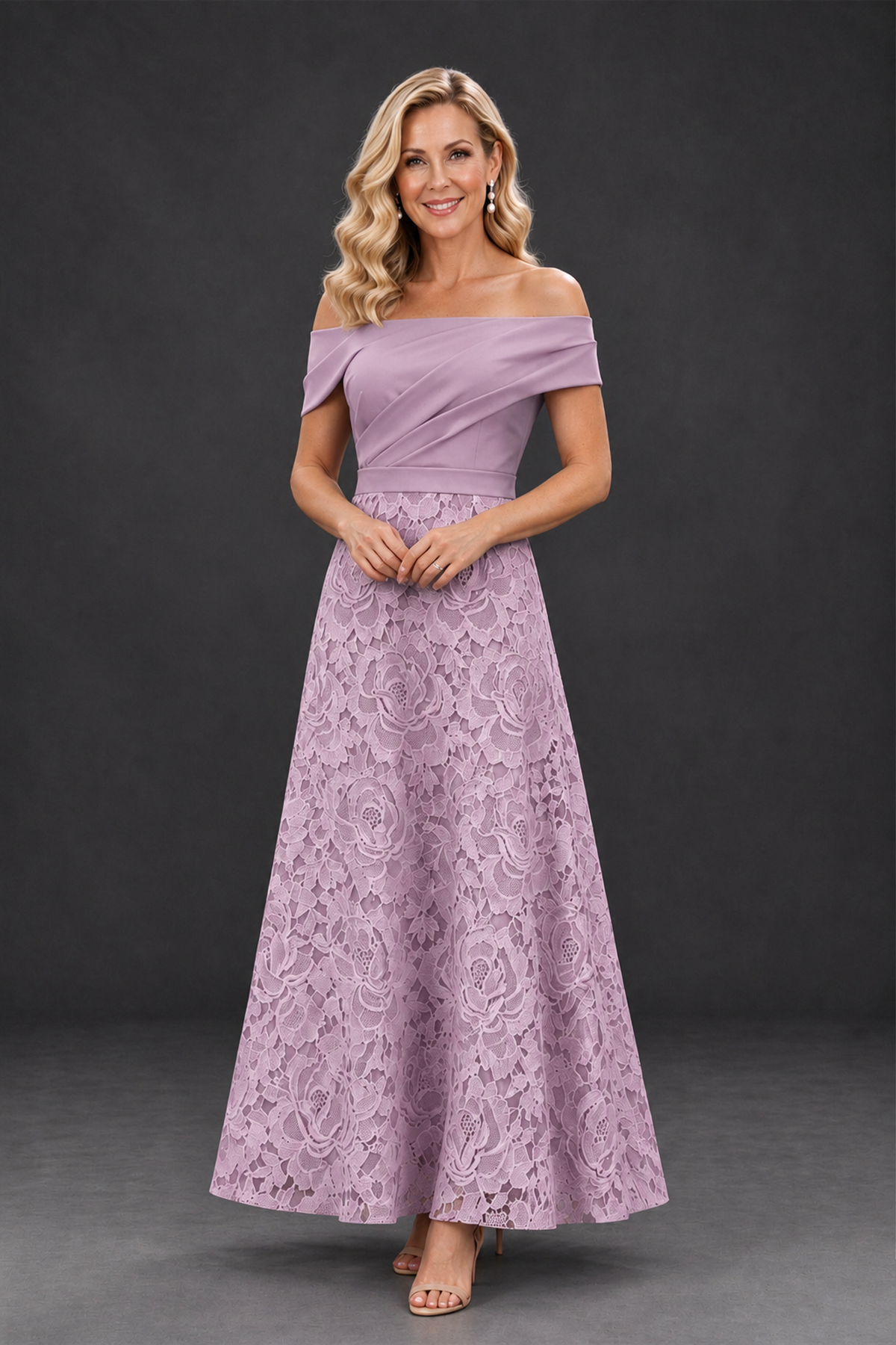 BOLODOO Dusty Purple Off-the-Shoulder Floral A-Line Mother of the Bride Dress - Dusty Purple - Dusty Purple_1