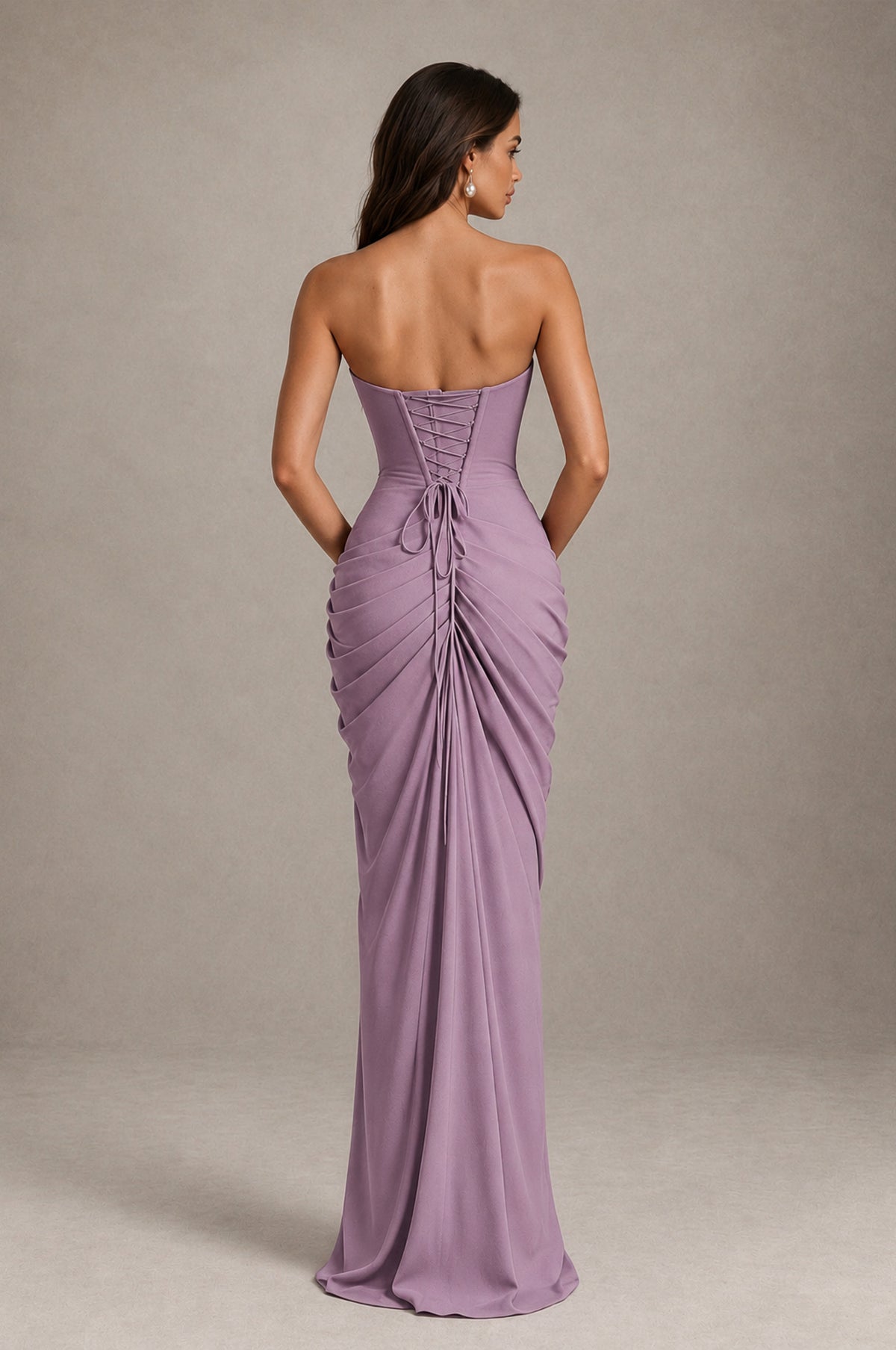 BOLODOO Strapless Draped Maxi Dress - Dusty Purple Backless Evening Gown with High Slit - Dusty Purple - Dusty Purple_2